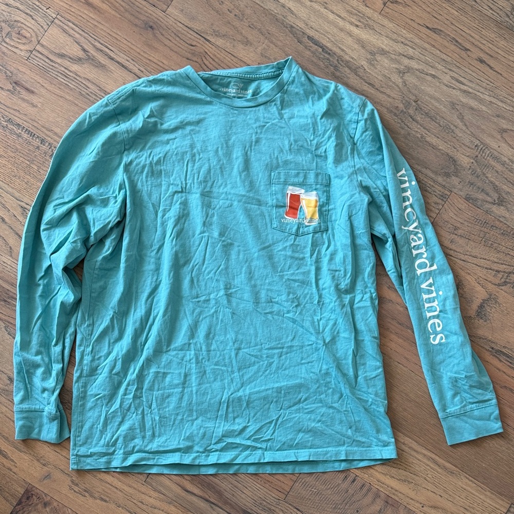 Vineyard Vines Men's Teal Long Sleeve Tee